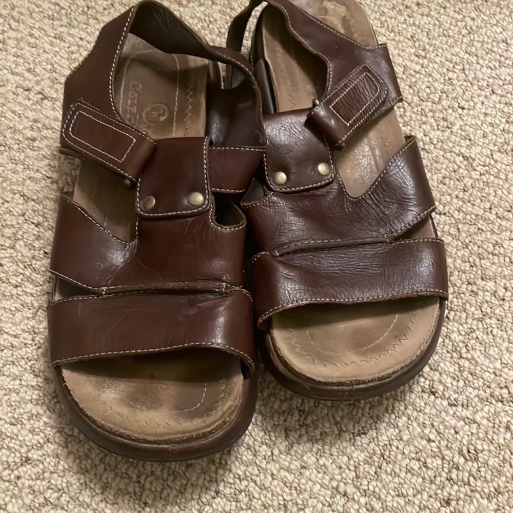 Cole Haan Mens Leather Fisherman Open Toe Sandals Brown size 10